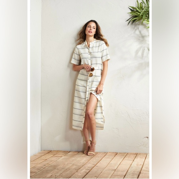 Pendleton Dresses & Skirts - Pendleton blue striped short sleeve maxi dress